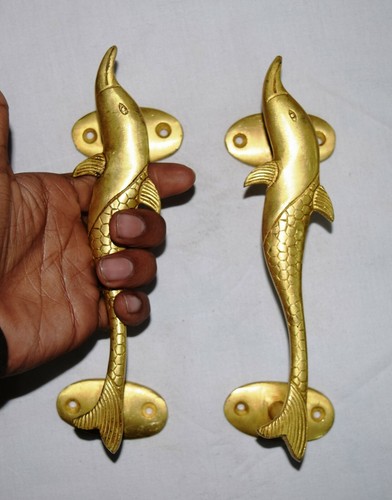 Dolphin Pair Handle Brass Golden Finishing Drawer Wardrobe Pull Door Handle JD44 - Picture 3 of 5