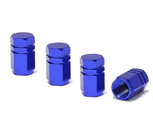 (4) Tuner Racing Style Blue Anodized Aluminum Tire Valve Caps (Hexagon Shape) - Bild 2 von 5