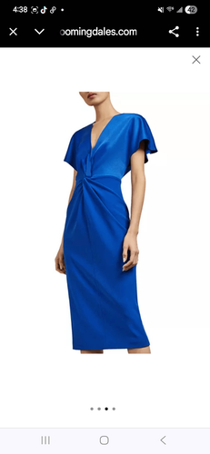 Ted Baker Ellame Twist Front Sheath Dress in Royal, NWOT, SZ 1/US 4, - Picture 5 of 14