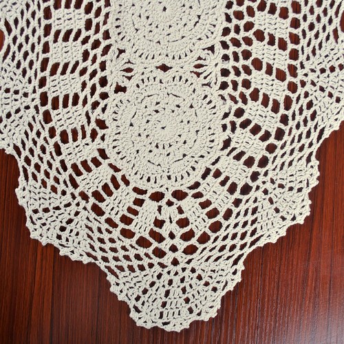 Vintage Hand Crochet Cotton Lace Table Runner Dresser Scarf Doily Wedding Party - Bild 21 von 33