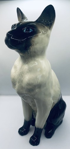 Schöne große Porzellan Katzenfigur Royal Doulton Siamkatzenfigur. Selten