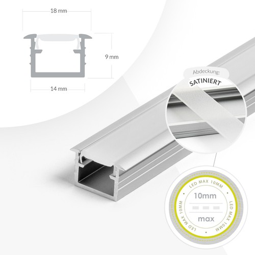 Alu Profil für LED Streifen 1m 2m Aluprofil Aluminium Abdeckung Profile Schiene - Bild 12 von 57