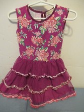 P35 Girls size 2 Floral Purple 3 Layer Full Skirt Dress by Matilda Jane