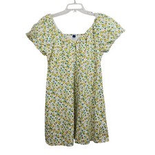 NWT Old Navy Mini Swing Dress Puff Sleeve Yellow Ditsy Floral Cottagecore Large