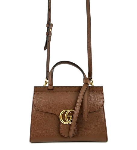 GUCCI GG Marmont Hand Bag Leather Brown Shoulder Authentic - Picture 11 of 24