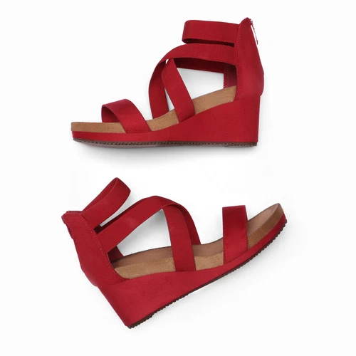 Women Casual Platform Wedge Sandals Open Toe Back Zipper Dress Shoes - Picture 24 of 28