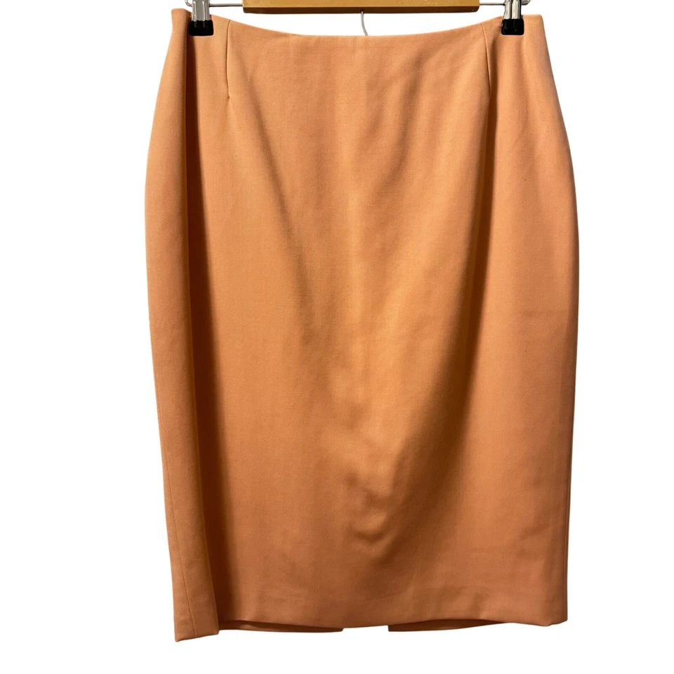 Vintage Gianni Versace Peach Wool Pencil Skirt Size 12 With Rayon Lining - Image 2 of 4