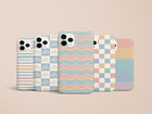 Colorful Retro Pastel Boho Rainbow Stripe Checkered Y2K Trendy Checkerboard Case