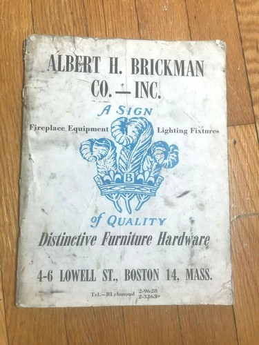 Vintage BRICKMAN'S INC Boston Furniture Hardware Catalog 80 Page 1940s or Before - Picture 1 of 12
