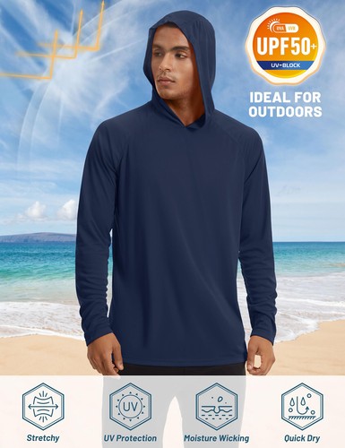 Tacvasen UPF50+ Mens Sun Skin Protection T-Shirts Outdoor Fishing Casual Hoodies - Picture 43 of 83