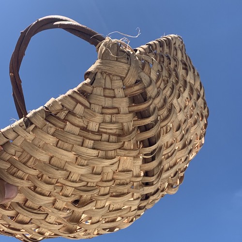Vintage Primitive Handspun Two Tone Wood Buttocks Basket SET 3 STACKING ❤️sj8m - Picture 2 of 11