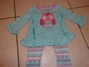 Nannette Toddler Girls 2 Piece Bunny Outfit 24 mo Skirted Tunic Top Leggings NWT