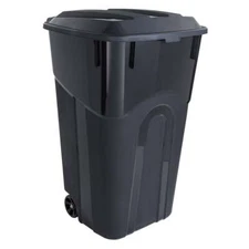 Hyper Tough 32 Gallon Wheeled Heavy Duty Plastic Garbage Can, Attached Lid,Black
