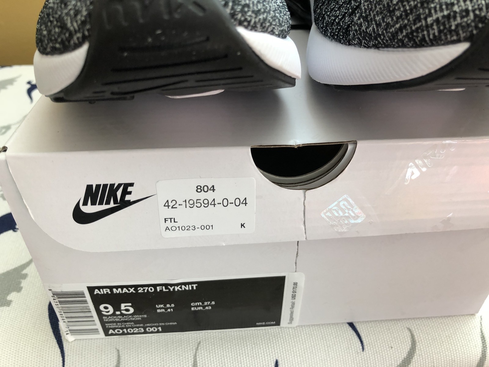 Nike Air Max 001 270 Flyknit “Oreo” AO1023 001 Max SIZE 8-13 9cbffd Nike Air Max 001 270 Flyknit “Oreo” AO1023 001 Max SIZE 8-13 9cbffd