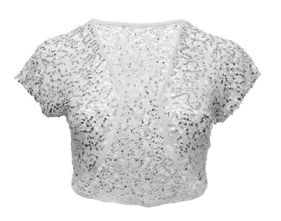 Womens New Cream Lace Bolero Sequin Cap Sleeve Crop Cardi Top Ladies Plus Size