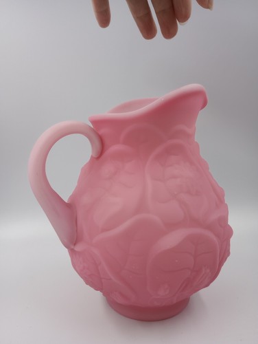 Fenton Pink Satin Water Lilly Art Glass Pitcher or Vase ~ 7” Tall - Picture 3 of 21