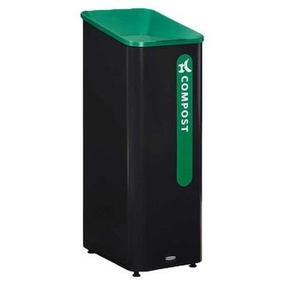 Rubbermaid Commercial 2078991 15 Gal Square Recycling Can, Flat With Top