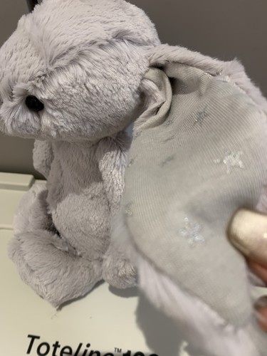 Jellycat Bashful Shimmer Bunny. Grey. Stars - Picture 7 of 8