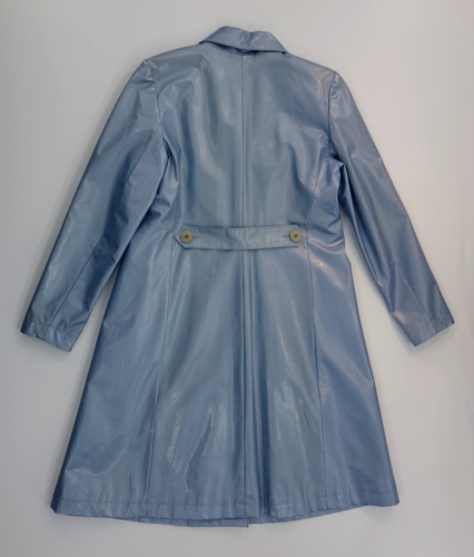 Vintage 1980's Yves Saint Laurent 'Variation' Shiny Blue Coat - YSL RARE - Picture 4 of 20