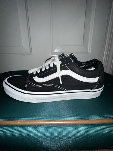 Vans Zapatos Hombres 8.5 Mujeres 10 Old Skool Skate Zapatillas bajas Negras Excelente Estado - Imagen 4 de 8
