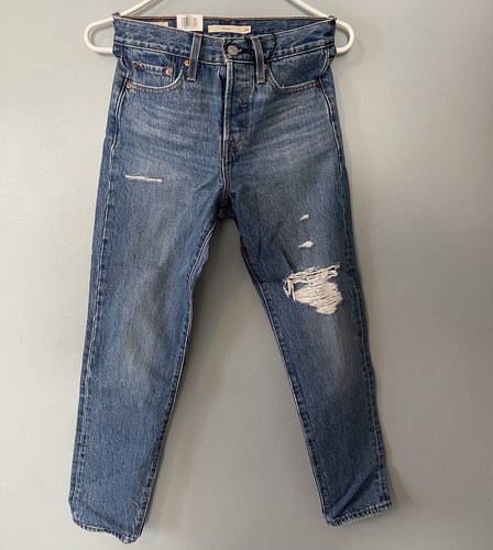 Levis Premium Wedgie Jeans Damen Größe 24 Blau Medium Wash High Rise Tapered NEU - Bild 4 von 17