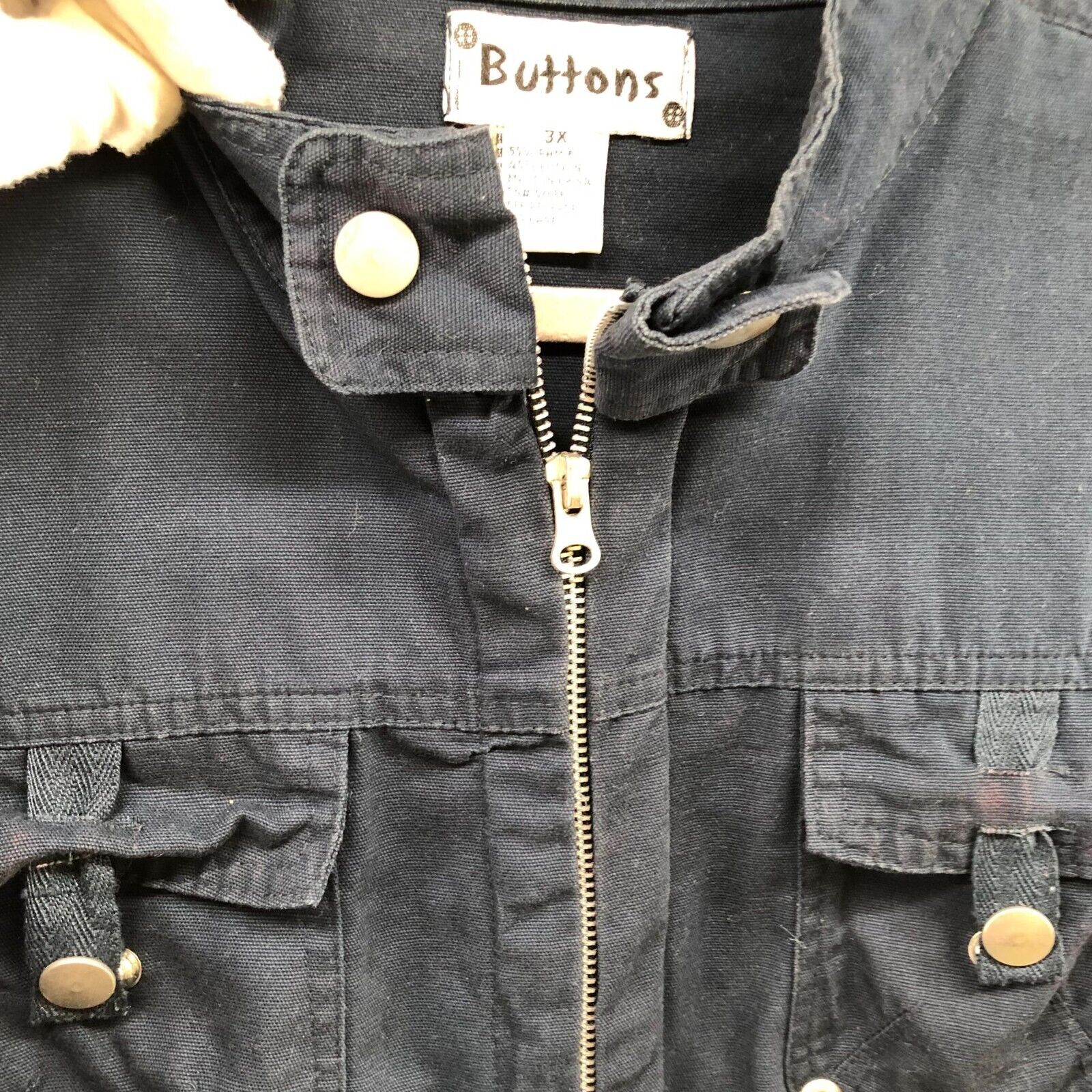 Vintage BUTTONS Utility Jacket Military Boxy Navy… - image 12