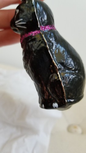 Vintage West Germany Merkur Glas schwarz Halloween Katze Weihnachtsschmuck - Bild 8 von 23