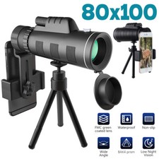 Day Low Night Vision 80x100 Zoom HD Monocular Starscope Monocular Telescope BAK4
