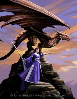 ANNE STOKES ART - SENTINEL DRAGON 3D BILD DRUCK 300mm x 400mm