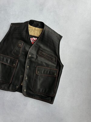 ameri vintage：RIDERS FAKE LEATHER VEST VTG Motorcycles Ride Hard by America Leather Vest | eBay
