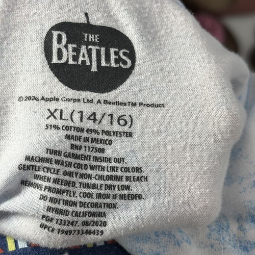 The Beatles Short Sleeve Shirt Girls XL 14/16 Blue Tie Dye All You Need Is Love - Picture 4 of 4