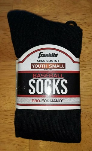 1 Paar Franklin Sport Baseball Socken Jugend Größe Small DUNKELBLAU Schuhgröße 10-1 NEU 