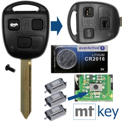 Funk Schlüssel REPAIR SET 3 Taster TOY47 für Toyota Yaris Corolla E12 Avensis