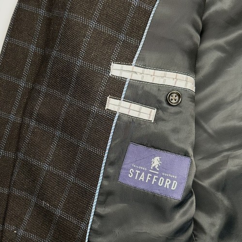 Cappotto sportivo Stanford uomo 46R lana merino vestibilità classica blazer marrone blu fili - Foto 5 di 13