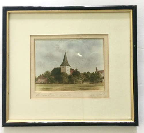 Signierter Albert Jupp Künstlerdruck gerahmt Bosham Kirche W. Sussex Kapelle gelistet - Bild 2 von 6