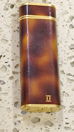 WORKING Cartier Vintage Gas Lighter Black Brown Used Original - Picture 2 of 19