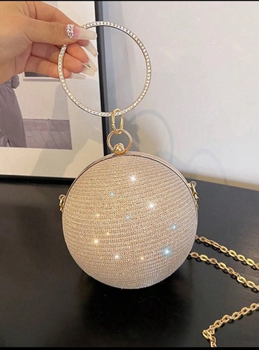 Fashion Women Crystal Ball Evening Bag Clutch Handbag Party Sphere Bag Purse New - Picture 9 of 10