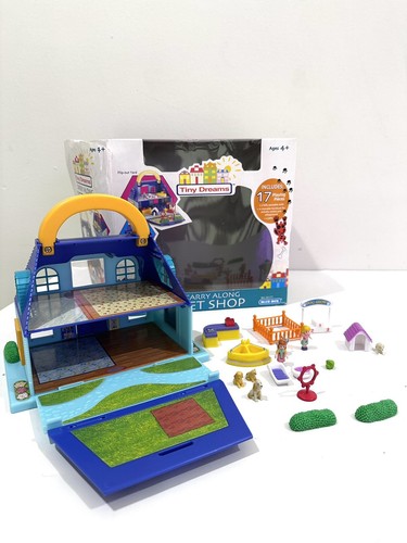Tiny Dreams Carry Along Pet Shop Toy Playset Dogs Cats Dollhouse Travel Complete