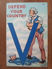 c1941 WW2 era Uncle Sam, Defend Your Country, Big V