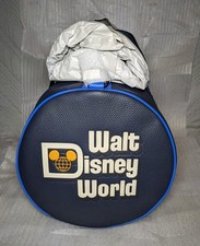 DISNEY X COACH 50TH ANNIV. NAVY LEATHER DUFFLE W/ WALT DISNEY WORLD LOGO MOTIF