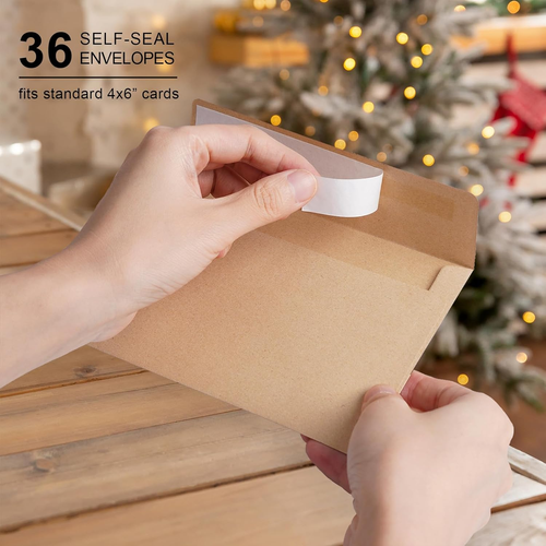 Pack de 36 Tarjetas de Agradecimiento de Navidad con Sobres Autoadhesivos, 4" X 6" Saludo... - Imagen 7 de 7