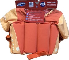 Swimming Vest - Swimway Swim Jacket - Orange Kid Age 2-4 Step-2 Life Floatie NEW