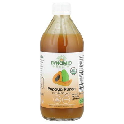 Dynamic Health Laboratories Organic Papaya Puree 16 fl oz 473 ml Gluten-Free,