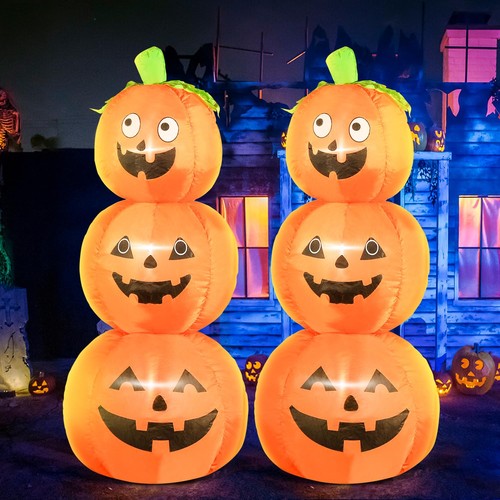 2 PIEZAS Decoración Inflable Halloween, Calabaza Apilada de 4 Pies de Alto con Luz LED... - Imagen 7 de 7