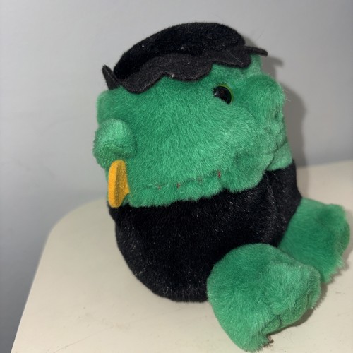 Vtg Puffkins Stitch Frankenstein Bean Plush Stuffed Toy by Swibco 5" Halloween - Picture 3 of 4
