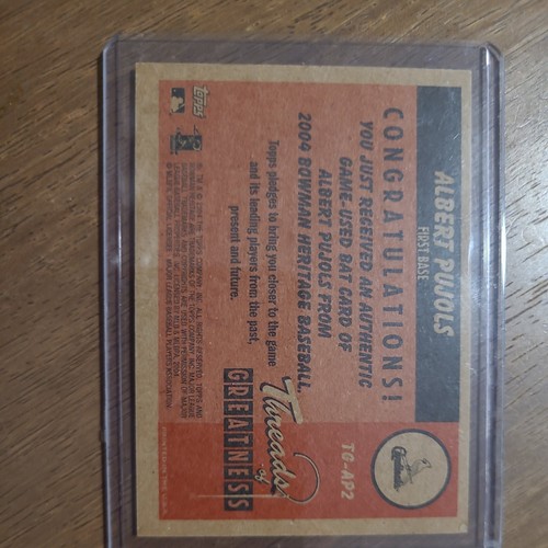 2003 Albert Pujols Bowman Heritage “Threads of Greatness”Game Used Bat Swatch - Picture 2 of 4