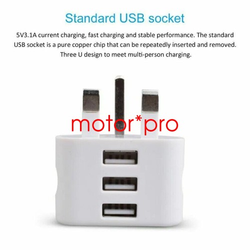 UK Netz 3 Pin Stecker Adapter Wand Ladegerät 1/2/3 Port Dual USB für Handys Tablets - Bild 2 von 9