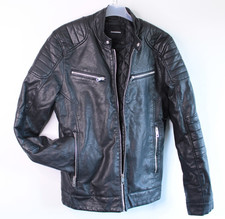 Coole Herren Kunstlederjacke von Clockhouse Jacke Bikerjacke Rockabilly Gr L