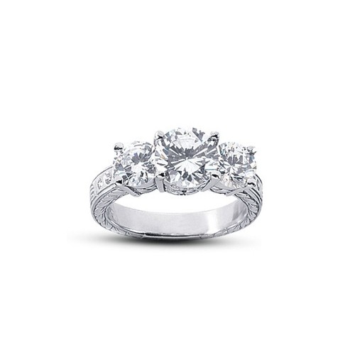 3.45ct G-VS1 Round Natural Diamonds 950 Plat. Vintage Style Engagement Ring - Picture 2 of 3