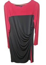Women's Chaps Ralph Lauren Black and Burgandy Jersey Colorblock Dress 16W